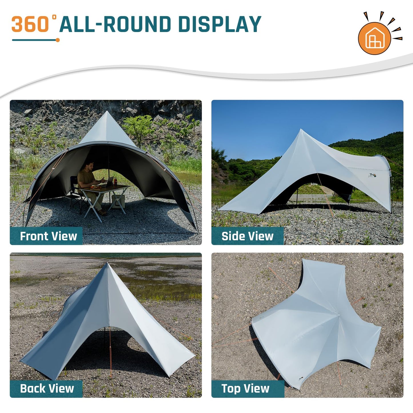 Waterproof Camping Canopy Tarp Shelter with Poles