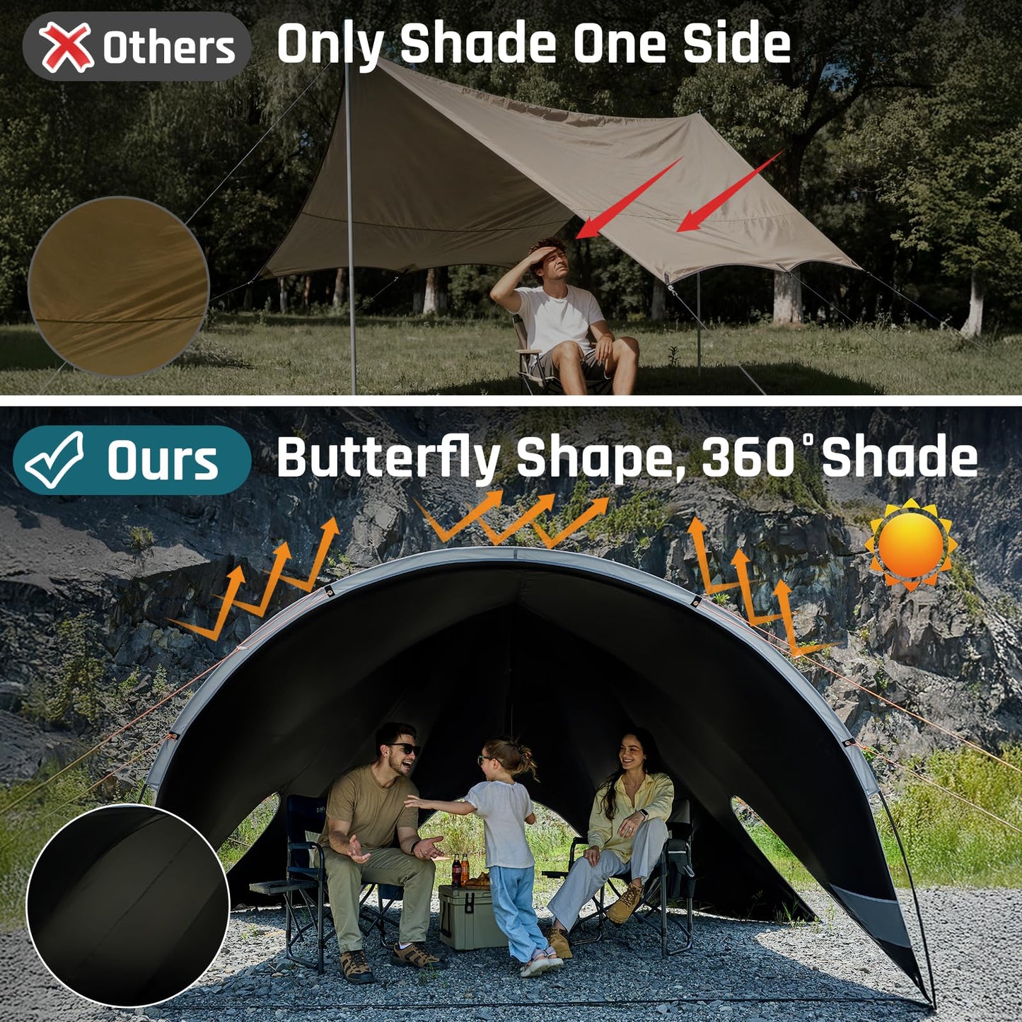 Waterproof Camping Canopy Tarp Shelter with Poles