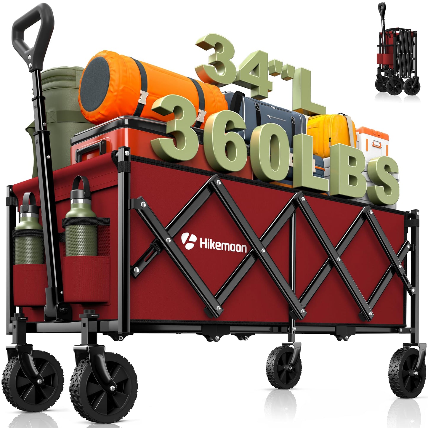 120L Folding Wagon Cart for Camping and Outdoors