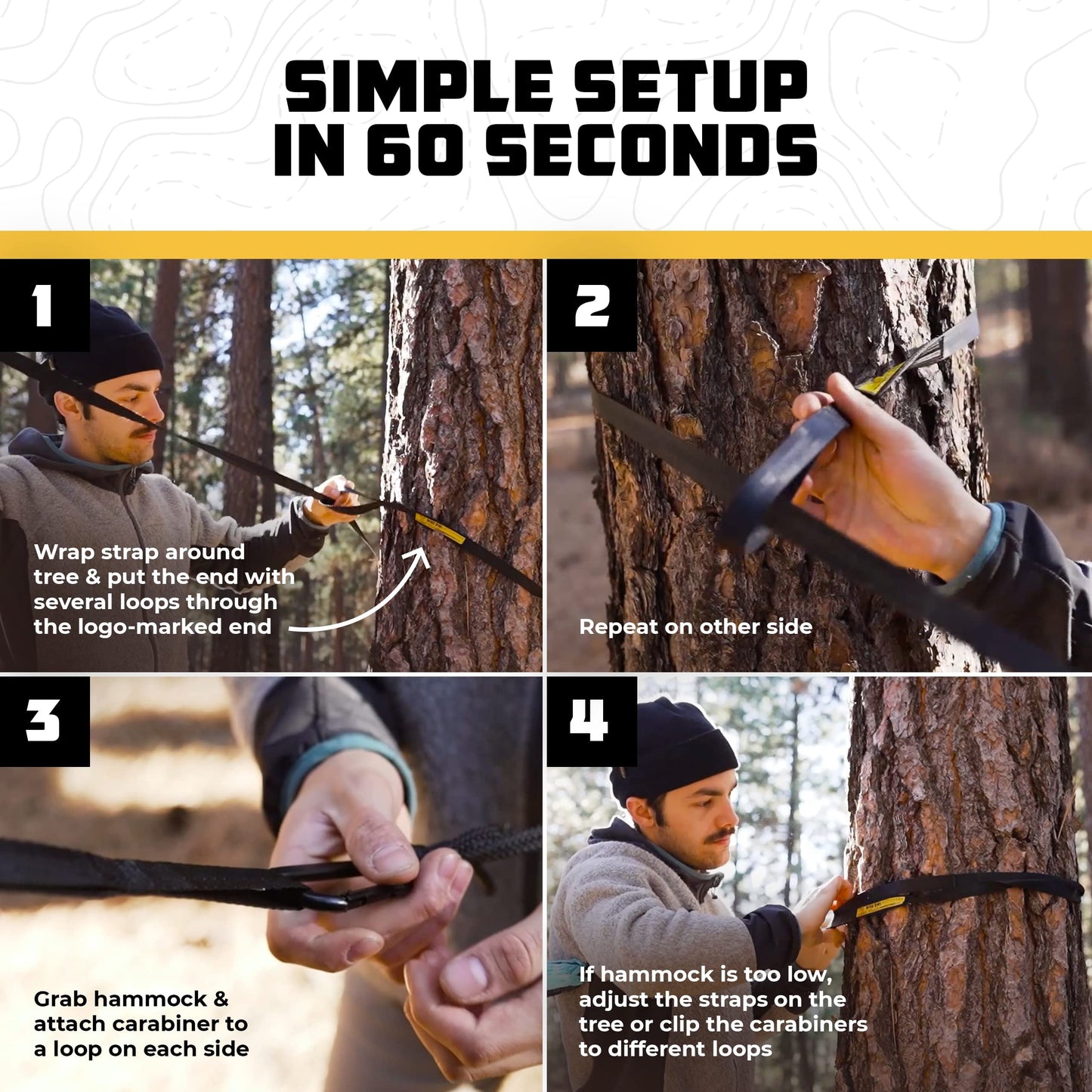 Portable Camping Hammock with Tree Straps