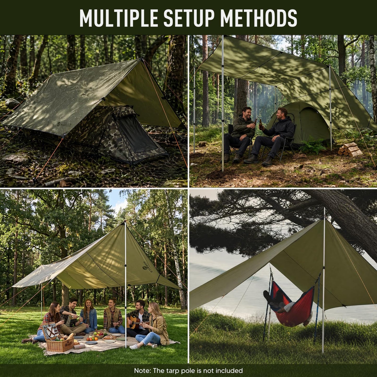 Large Waterproof Camping Tarp Canopy Shelter
