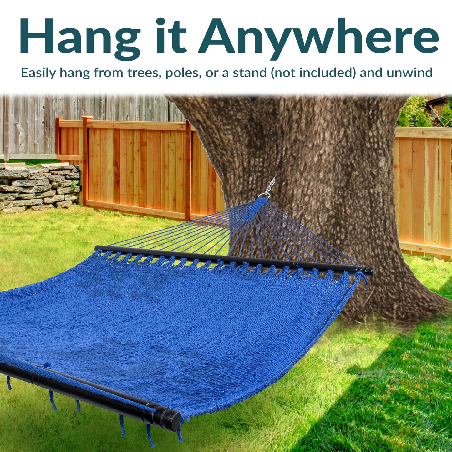 Soft-Spun Rope Double Hammock for Outdoor Relaxing