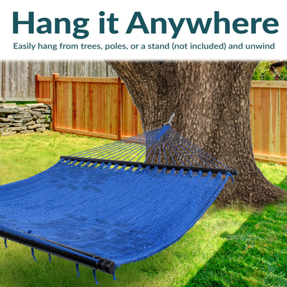 Soft-Spun Rope Double Hammock for Outdoor Relaxing