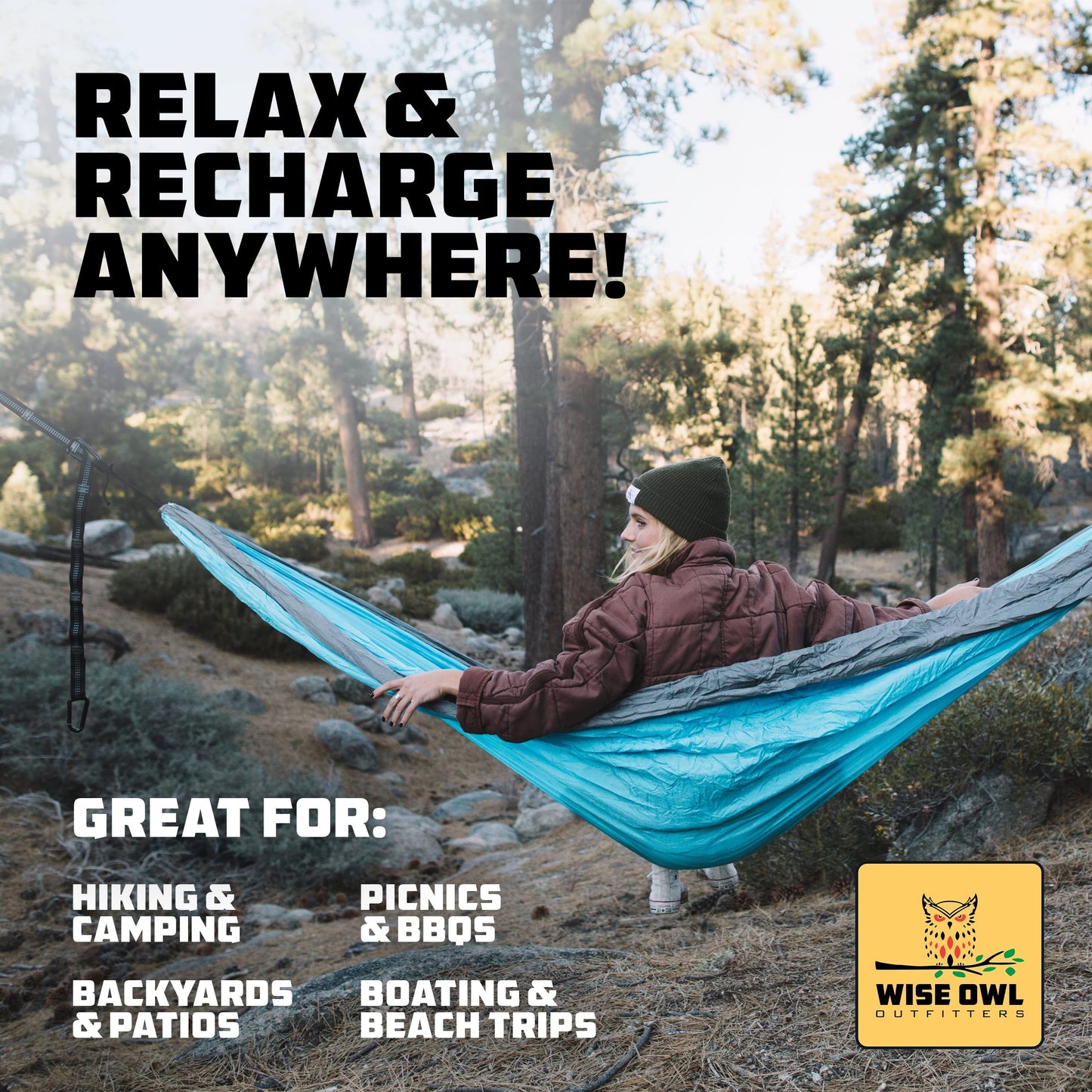 Portable Camping Hammock with Tree Straps